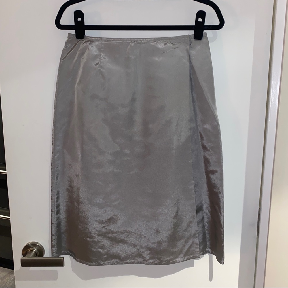Vintage Y2K Gap A-Line Wrap Skirt Silver Sz 6